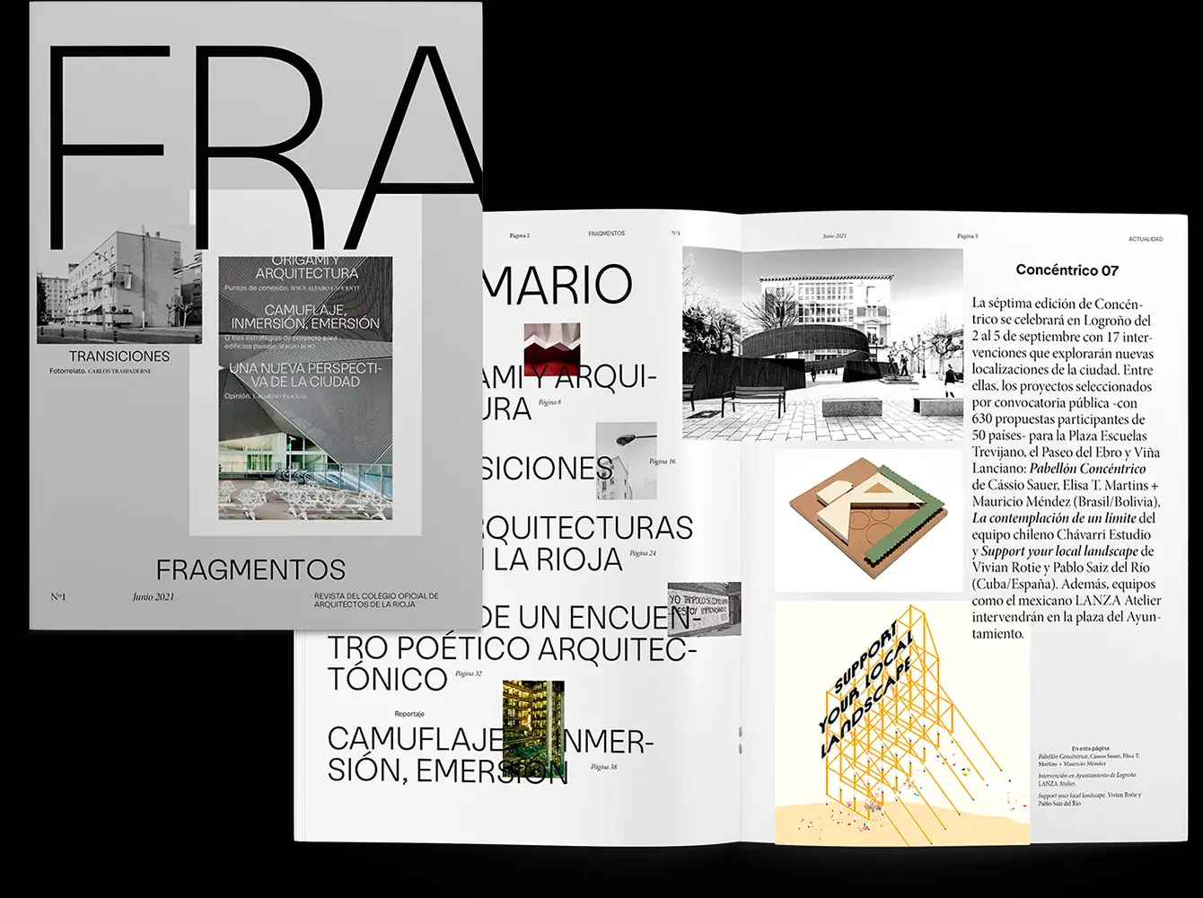 Diseño editorial Fragmentos No1, revista del Colegio Oficial de Arquitectos de La Rioja — Casao-Terrazas